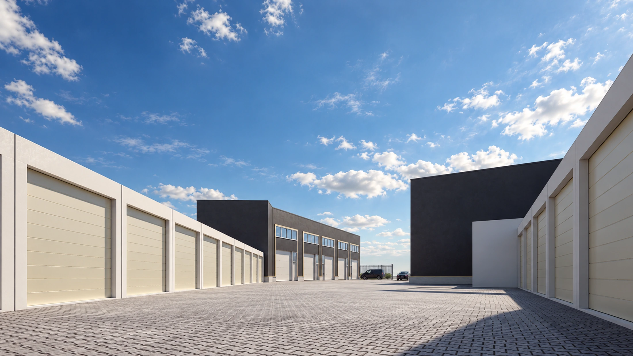 Ontwerpimpressie van de bedrijfsboxen