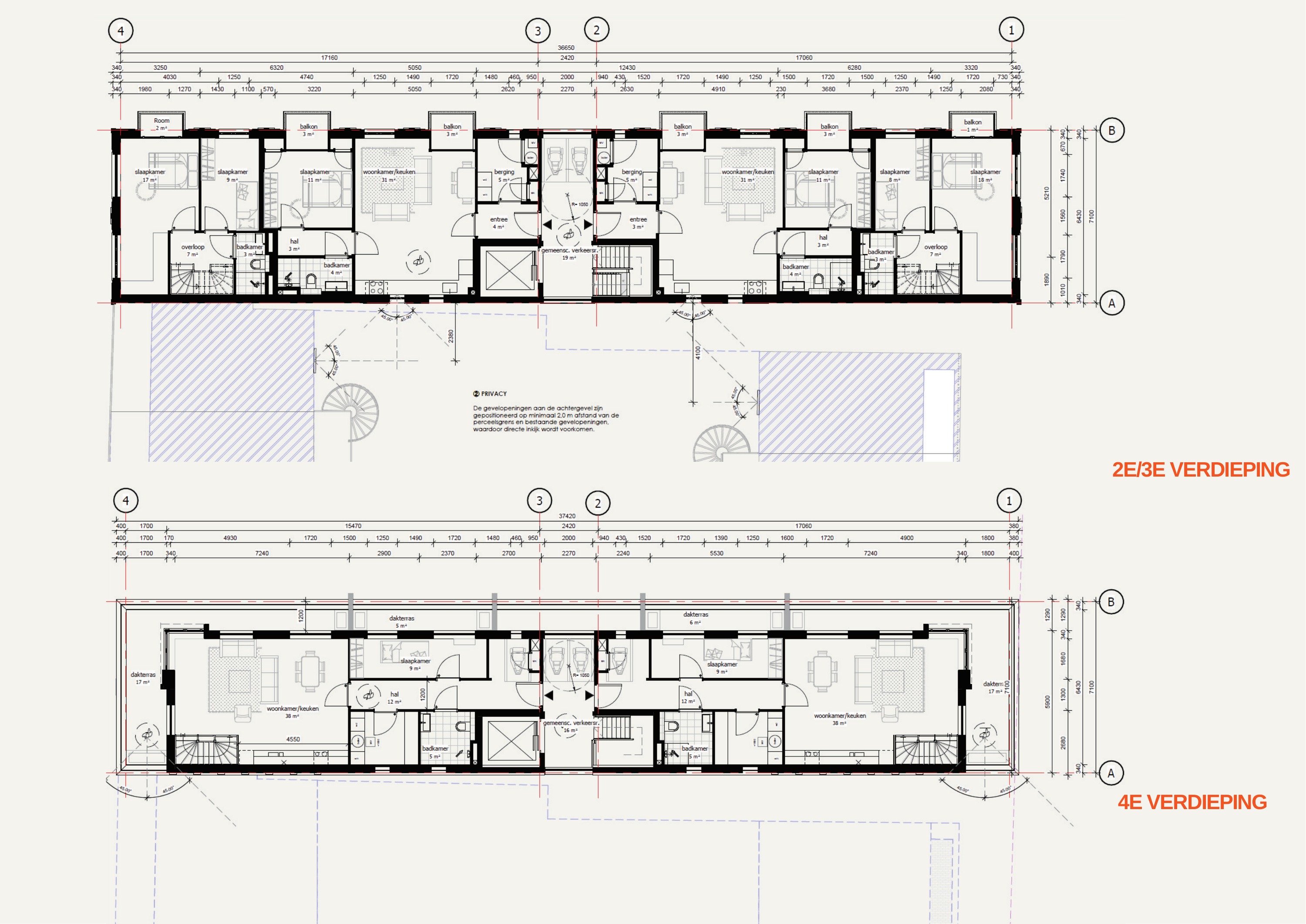 De woningindeling op de bovenverdiepingen