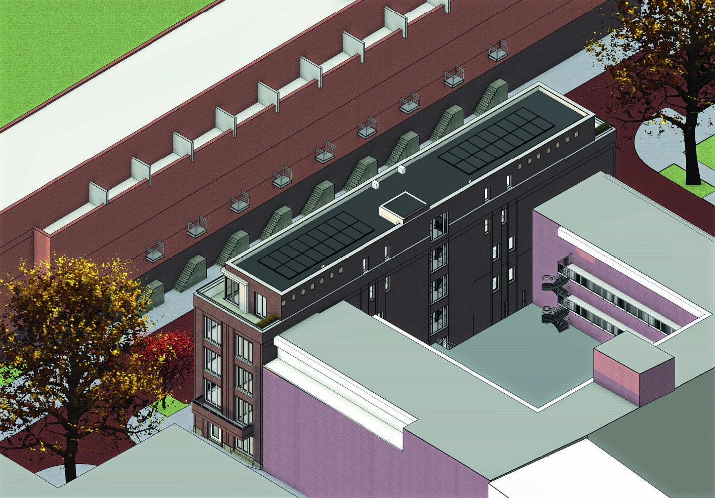 Aanvullend aanzicht van het hoekgebouw